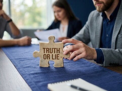 Business Decision Of Truth Or Lie Puzzle Piece Interaction