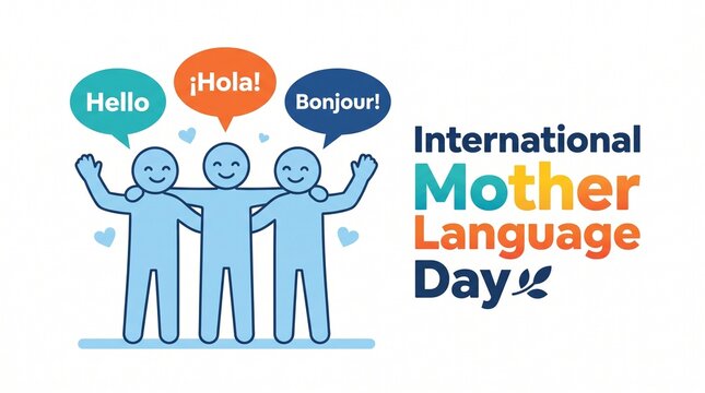 Happy people celebrating international mother language day