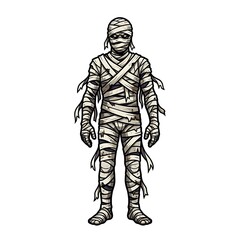 Fototapeta premium Standing mummy character illustration for Halloween themed design projects
