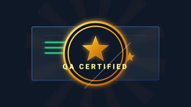5 Star Rating Review to QA Certified Gold Badge Animation