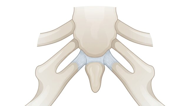 Anatomical structure of human xiphisternal joint showing sternum and xiphoid process