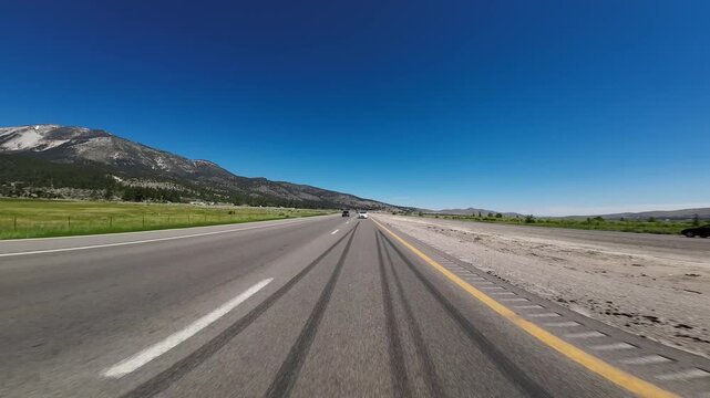 Reno to Washoe City Freeway 580 and 395 South Rear View 08 Driving Plates Nevada USA Ultra Wide