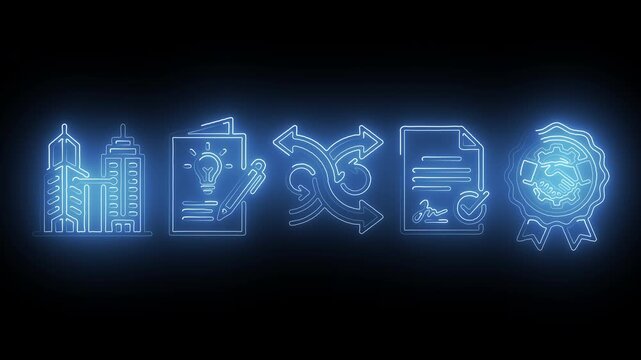 Neon Blue Intellectual Property Rights Patent Approval and Partnership Motion Graphic