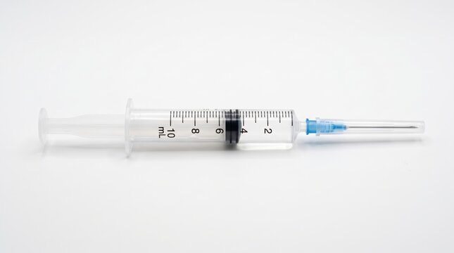 Medical syringe with sharp metal needle for health care injections