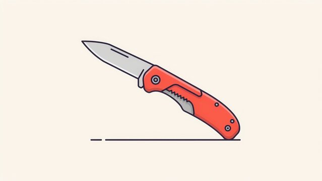 A vector illustration of a red pocket knife in a flat design style. Perfect for camping and outdoor survival concept design graphics.