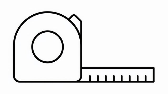 Minimalist tape measure icon isolated on white background. Perfect for architecture and construction design projects.