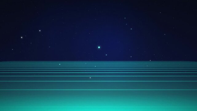 Synthwave grid horizon seamless loop motion background