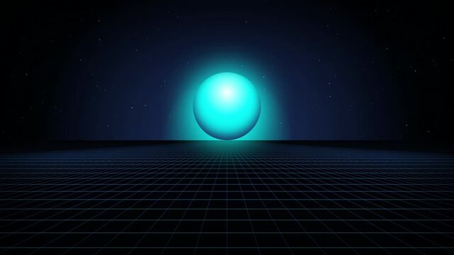 Cyan sun perspective grid seamless loop motion background