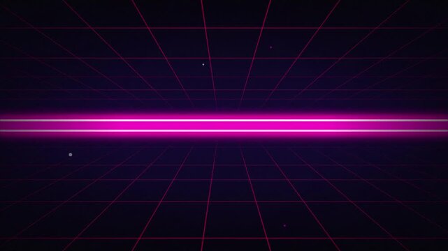 Synthwave neon grid tunnel seamless loop motion background