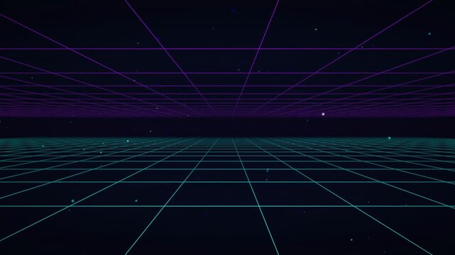Retro synthwave grid corridor seamless loop motion background