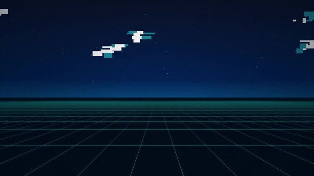 Retro synthwave grid landscape seamless loop motion background