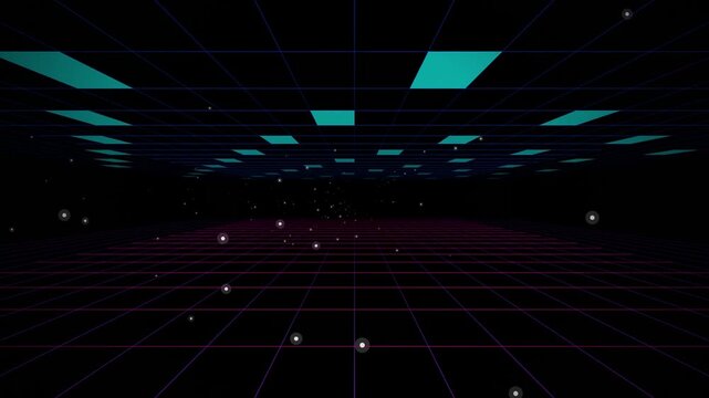 Grid planes flying forward seamless loop motion background