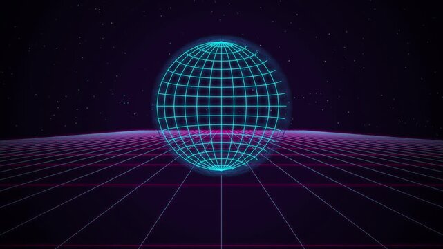 Wireframe globe grid perspective seamless loop motion background
