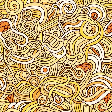 Abstract Swirls Pattern, Food Texture, Noodle Design, Yellow Organic Lines, Warm Culinary Background