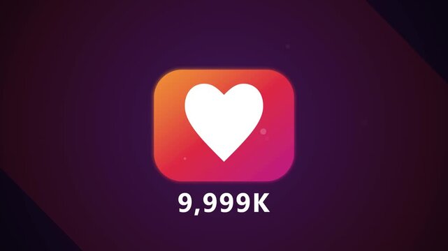 Social Media Like Counter Heart Icon Motion Graphics Loop with Rising Engagement Numbers