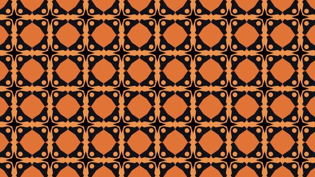 Abstract geometric seamless loop background with diagonal cross motifs in orange and black