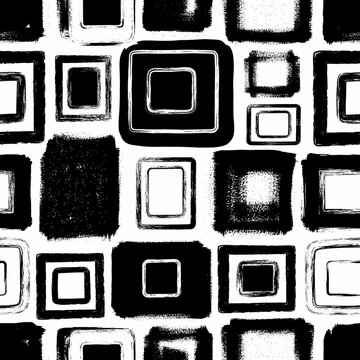 Abstract Textured Squares Pattern - Black and White Geometric Design