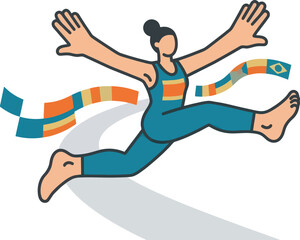 Fototapeta premium Female athlete crossing finish line illustration