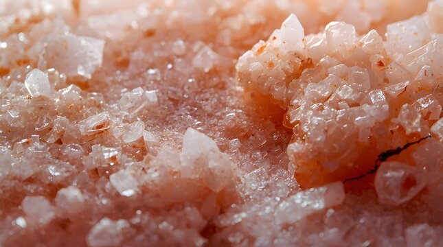 Extreme macro close up of crystalline salt texture on cured fermented block surface