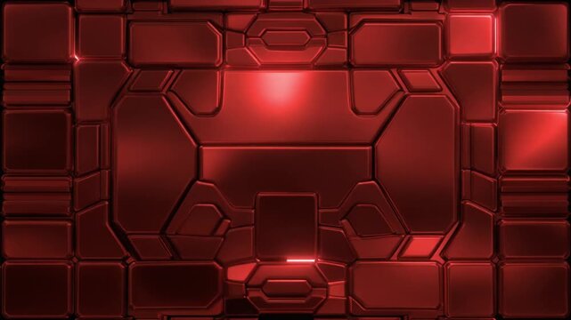 Red Abstract 3D Geometric Cube Pattern Background with Futuristic Blocks, Square Shapes, Glass Texture, Technology Concept and Modern Seamless Wallpaper Design