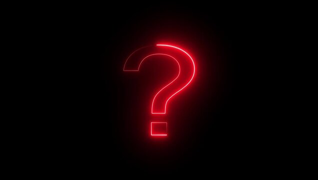 Neon red color question mark icon.