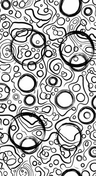 Abstract organic circles and lines pattern, hand-drawn, high contrast, monochromatic, modern wallpaper