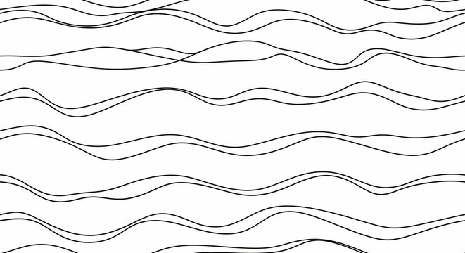 Abstract flowing wavy lines seamless pattern monochrome background