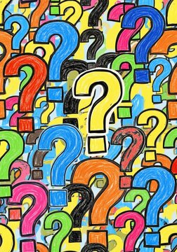 Colorful Question Marks Pattern, Abstract Symbol Background, Inquiry, Curiosity, Uncertainty