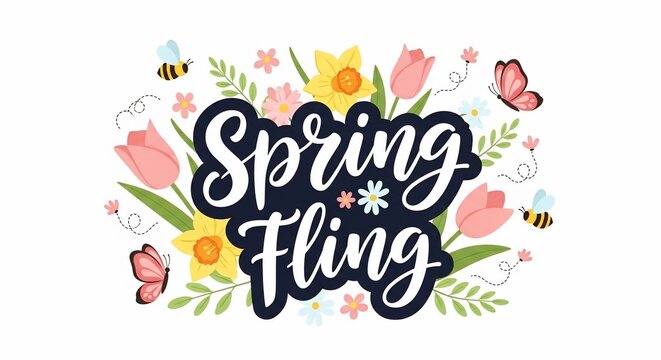 Spring Fling Floral Design with Butterflies and Bees