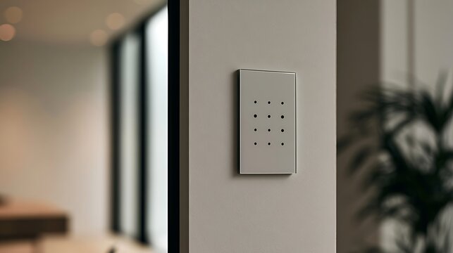 Modern smart home touch light switch panel on a wall.