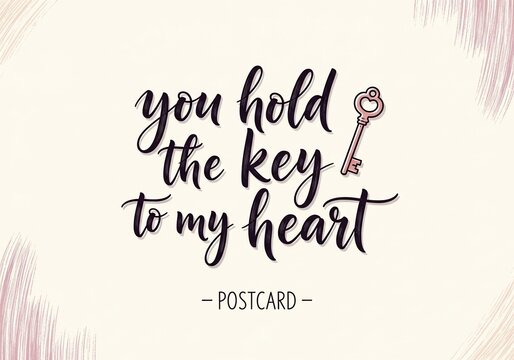 Heart Key Love Quote Postcard - Romantic Message Card