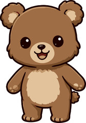 Obraz premium Cute Baby Brown Bear Cub Cartoon Vector Illustration
