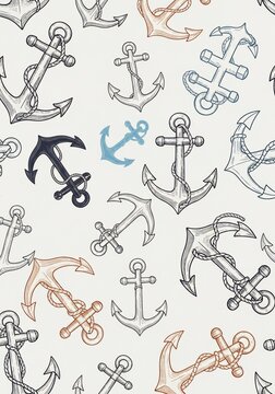 Nautical Anchor Pattern, Maritime Motif, Sea Voyage Design, Sailor Theme, Ocean Adventure Repeat