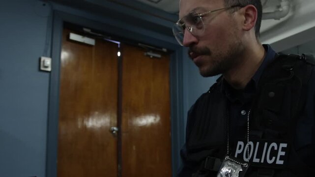 Police team in bullpen working on cases to solve crimes