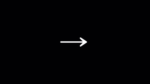 Elastic Expanding Stroke Arrow Animation with Unfolding Wings Arrowhead Direction Indicator 4K Alpha Channel Overlay