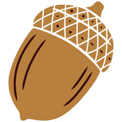 brown oak nut icon for autumn season fall nature element graphic illustration © PATTASUWANNAKORN