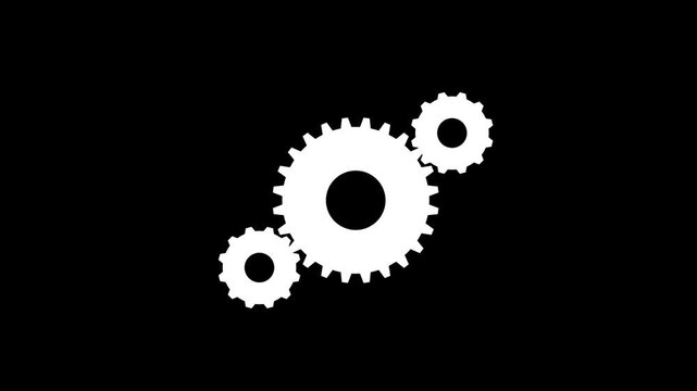 Rotating Gears Animation with Black and White Background Transition