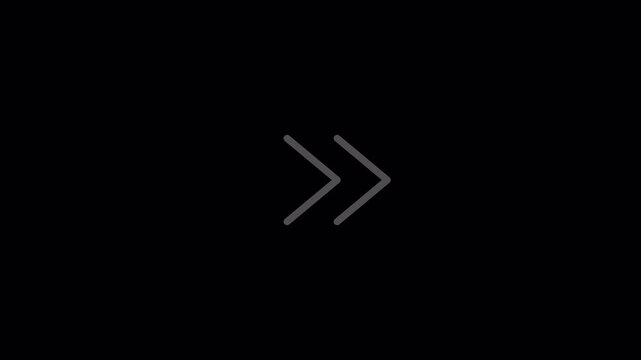 Double Minimal Outline Chevrons Animation Flashing Fast Forward Speed and Next Step Indicator 4K Alpha Channel