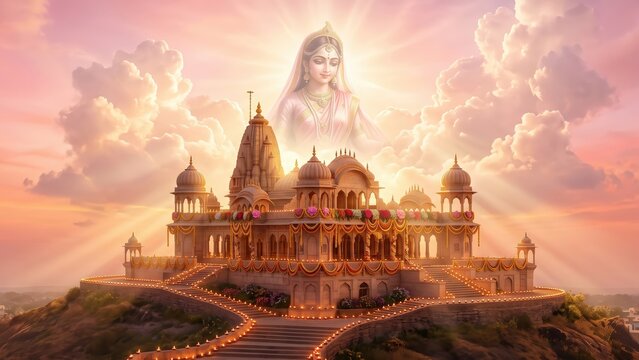 Beautiful Barsana Temple Radha Jayanti Background