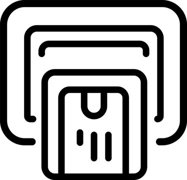 Credit card being inserted into a payment terminal or card reader slot, financial transaction icon