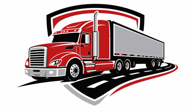 Semi-truck logistics and trucking company logo.