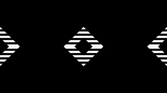 Rotating diamond shapes creating rhythmic patterns in monochrome motion clip