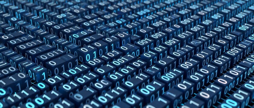 Digital Binary Code Blocks Representing Data and Information Technology