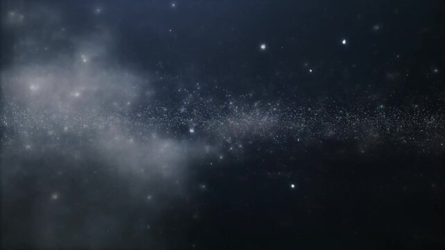 Starry Night Sky with Glowing Stars and Clouds, Deep Blue Cosmic Background with Galaxy, Nebula, Universe and Atmospheric Astronomy Design