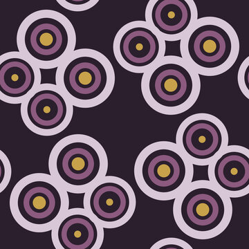 Seamless Plum Shadow Circles Pattern - Geometric Repeating Tileable Background
