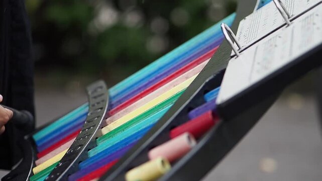 Colorful xylophone playing in a park