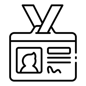 id card icon. employee identification badge. lanyard photo card. corporate access pass