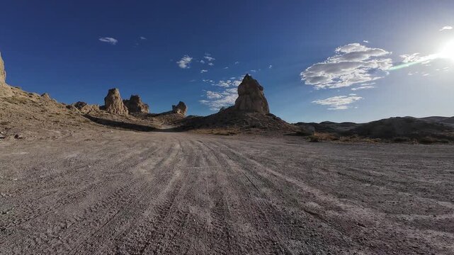 Trona Pinnacles Off Road Main Loop Driving Plate Front View 04 Mojave Desert California USA