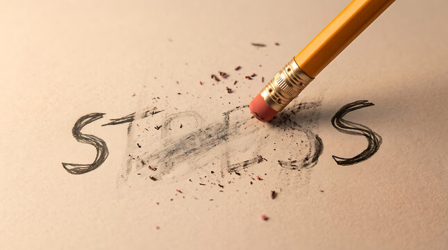 Erase the word stress with a pencil on paper