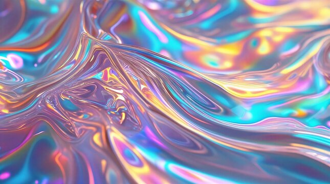 Fondo abstracto de l&iacute;quido iridiscente con reflejos hologr&aacute;ficos